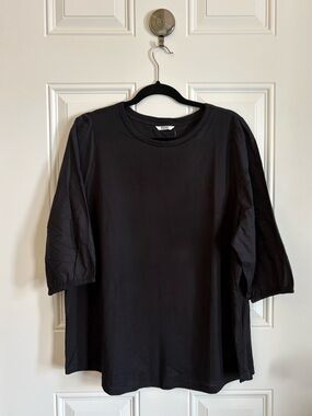 Penningtons Black Crewneck Top with Subtle Trim